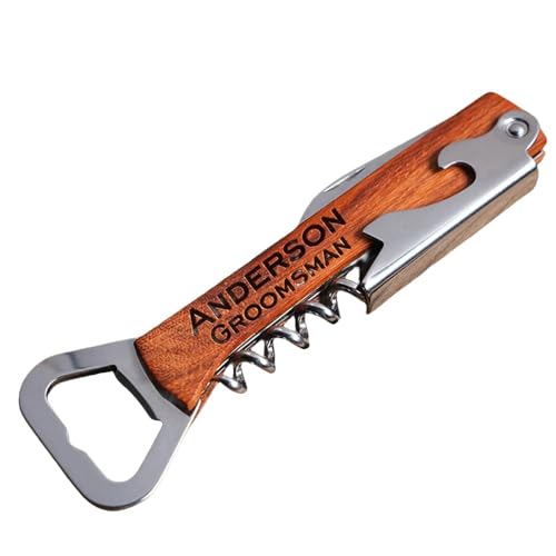 Weinflaschenöffner Mit Individueller Gravur, Korkenzieher Mit Personalisierter Gravur Und Weinöffner Mit Multitool, Das Biergeschenk For Die Bräutigamsmänner von MINXLTD