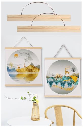 2er Set Magnetische Holz Poster Aufhänger 30x40, Magnet Magnetische Holz Poster Aufhänger,Posterleiste Posterleisten Posterschiene Für Wandbilder, Fotos, Postertafeln, Holzrahmen, Bildertafeln von MINZHI