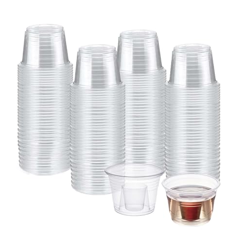 MINZHI 100 Stück Kunststoff Schnapsbecher,Schnapsgläser,Shotgläser Plastik,Jager Bomb shot becher, Plastikbecher,Schnapsgläser aus Kunststoff, Schnapsgläser für Party, Hochzeit, Picknick, Geburtstag von MINZHI
