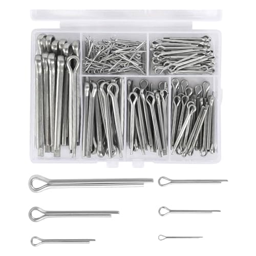 MINZHI 230 Stück Splinte Sortiment,Edelstahl Splinte Set,Splinte Sortiment Splinte Sortiment Edelstahl,Cotter Pins, Splinten,für Pkw, Lkw, Rasenmäher usw.(6 Größen) von MINZHI
