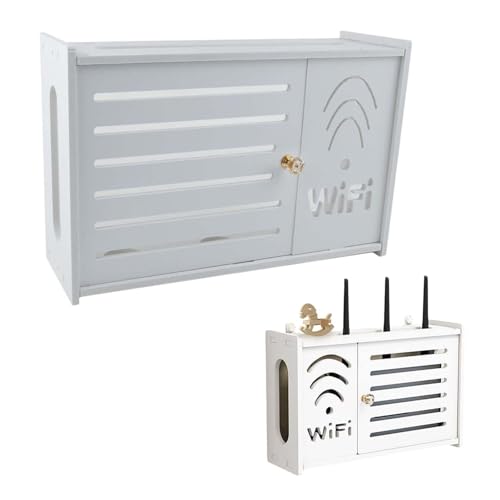 MINZHI Router Aufbewahrungsbox-Kabelbox,WiFi Router Storage Box,Wandbehang Router Dekorative Box,WLAN-Router Aufbewahrungsbox Schwimmende Rack,zur Aufbewahrung von Kabeln,Routern,anderen Gegenständen von MINZHI