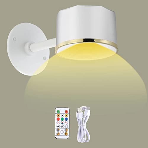 MIOBLUE LED Wandlampe Innen Dimmbar mit Fernbedienung Kabellos Batterie, 360° Drehung magnetisch Wandleuchte RGB Batteriebetrieben 3 Helligkeitsstufen mit Dimmbar für Wohnzimmer,Schlafzimmer,Kunstwerk von MIOBLUE