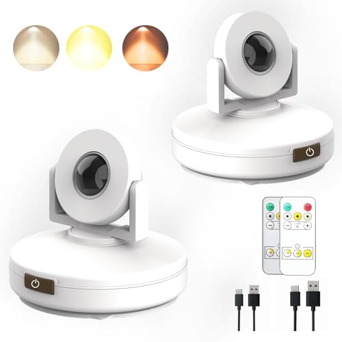 Spot Lampe LED Drahtlos Deckenstrahler, Wiederaufladbare Leselampe Batteriebetriebene Bilderleuchten mit Fernbedienung, Puck Licht mit Timer Dimmbar für Wandkunst-Anzeige Dartboard Akzent Schrank von MIOBLUE