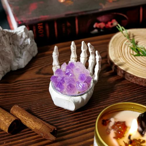 MIONGKI Ornamente Heilsteine ​​Amethyst Zahn Blume Schädel Hand Kristall Feng Shui Home Dekoration 1PC von MIONGKI