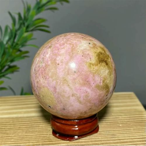 MIONGKI Ornamente Rhodochrosit Kugel Ball Schwarz Turmalin Heilung Raum Dekoration Wichcraft Meditation Reiki Hexerei + Ständer von MIONGKI