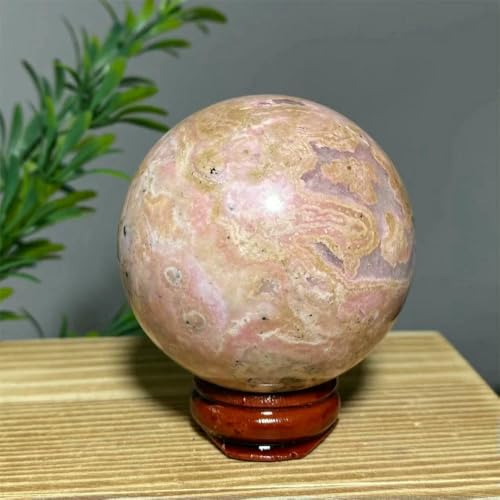 MIONGKI Ornamente Rhodochrosit Kugel Ball Schwarz Turmalin Heilung Raum Dekoration Wichcraft Meditation Reiki Hexerei + Ständer von MIONGKI