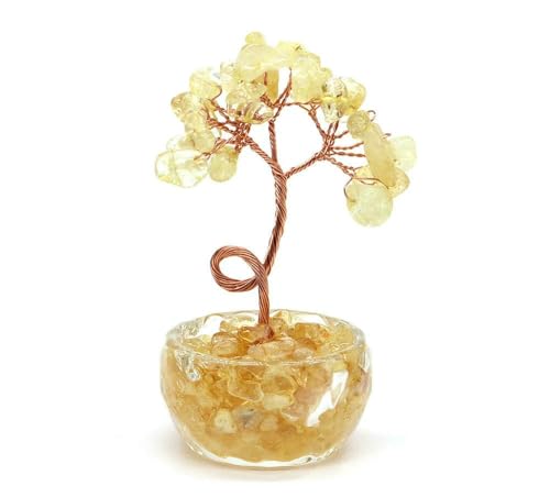 MIONGKI Wohnkultur Kristall Heilstein Reiki Quarz Edelstein Kupferdraht umwickelt Topfpflanze Handwerk Feng Shui von MIONGKI