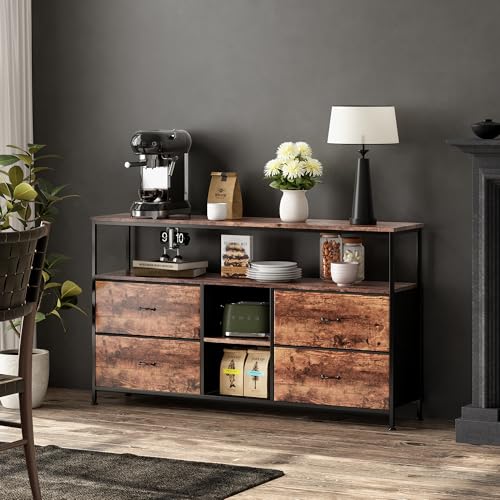 Küchenschrank mit Arbeitsplatte, Sideboard, Küchenschrank mit 4 Schubladen, Buffetschrank mit Arbeitsplatte, Esszimmer-Möbel, für Esszimmer, Wohnzimmer, 29.8 * 137 * 76.8 von MIOOSUT