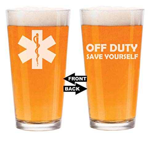 Bierglas, doppelseitig, Motiv: Star of Life EMT, Sanitäter, Off Duty Save Yourself, lustig, 473 ml von MIP Brand