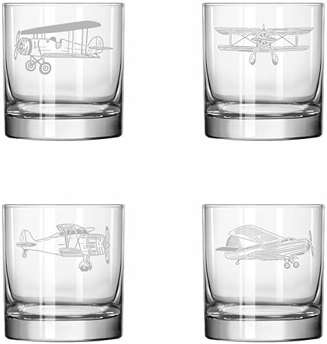 Set mit 4 Glassteinen, 325 ml, Whiskey, altmodisches Glas, Luftfahrt-Flugzeug von MIP Brand