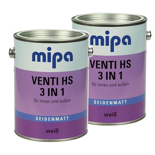 MIPA 2 x 2,5l Venti Lack HS 3in1 seidenmatt Weiß Holzfarbe von MIPA