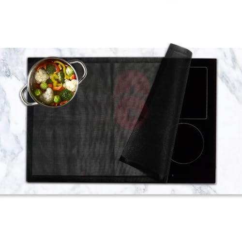 Große Induktion Schutzmatte 52x78cm Herdabdeckung Induktionsfeld Silikon Schutzmatte für Induktionskochfeld Abdeckung Induktionskochfeld Silikon Induktionsschutzmatte Herdschutz Matte (Mesh Schwarz) von MIPIACE