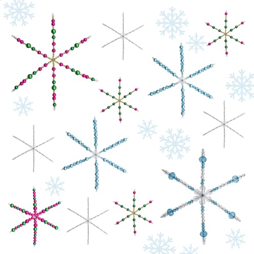 MIPIACE 18 Stück Perlensterne Bastelset Weihnachten Schneeflocken Form Metall Drahtsterne Rohlinge Drahtsterne Set für Perlensterne für Weihnachtsbaum Basteln Perlen Fenster DIY Geschenkbox von MIPIACE