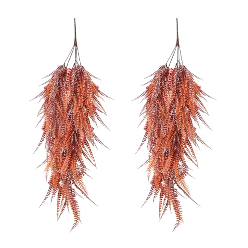 MIPIACE 2 Stück Kunstpflanze Hängend Plastik Hängepflanze Künstlich 70CM Künstliche Pflanzen Hängend Plastikpflanzen Hängend Künstliche Hängeblumen für Büro Wanddekoration Hausgarten (Braun) von MIPIACE
