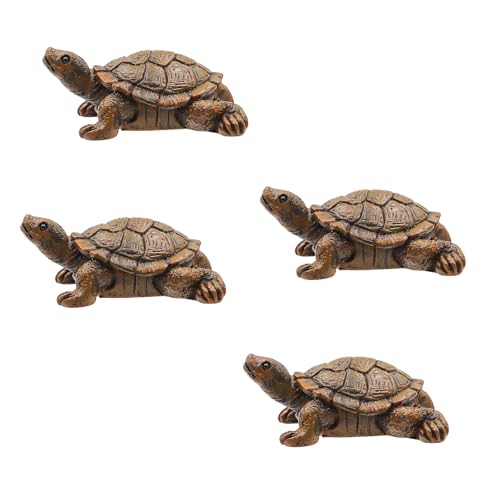 MIPIACE 4 Stück Schildkröte Figur Schildkröte Deko Harz Figuren Wetterfest Turtle Ornament 7 cm Lang Deko Garten Schildkröte Garten Für Blumentopf Teich Hof Balkon Geschenke von MIPIACE