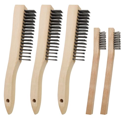 MIPIACE 5 Stück Drahtbürsten Set Hand-Stahlbürste Metallbürste mit Holzgriff 3 x Groß Edelstahlbürste 2 x Drahtbürste Klein für Holz Metallteilen Grill Reinigung Schweißen Schlacke und Rost MIPIACE 5 Stück Drahtbürsten Set Hand-Stahlbürste Metallbürste mit Holzgriff 3 x Groß Edelstahlbürste 2 x Drahtbürste Klein für Holz Metallteilen Grill Reinigung Schweißen Schlacke und Rost von MIPIACE