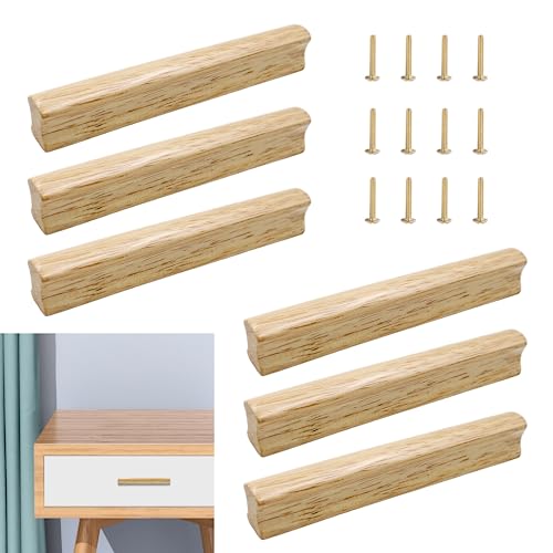 MIPIACE 6 Stück Griffe Möbel Natur Holz Möbelgriffe 128mm Lochabstand Türgriffe für Kommode Schranktüren Schrank Küchen Möbel Schrank Schublade Kinderzimmer von MIPIACE