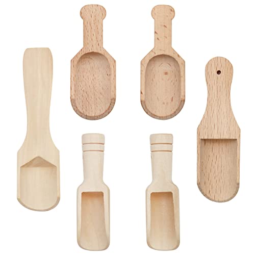 MIPIACE 6 Stück Holzlöffel Klein Mini für Gewürze Salz Kleine Holzschaufel Küche für kaffee Zucker Tee Süßigkeiten Salz Löffelchen Klein von MIPIACE