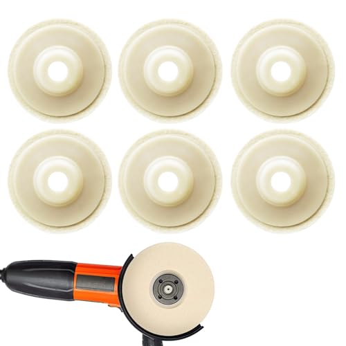 MIPIACE 6 Stück Wolle Polieraufsatz Winkelschleifer Polierscheibe 100mm Wolle Buffing Polierscheibe Pad Rund Schwabbelscheibe Flex Polierscheiben für Winkelschleifer Schleifschleifen Tool von MIPIACE