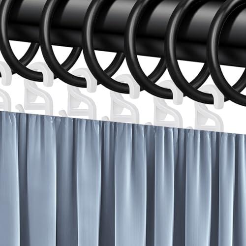 MIPIACE 60 Stück Vorhangringe mit 60 Haken Kunststoff Gardinenringe Schwarz Gardinen Ringe für Stange 30 mm Innendurchmesser für Fenster Duschvorhänge Schienen MIPIACE 60 Stück Vorhangringe mit 60 Haken Kunststoff Gardinenringe Schwarz Gardinen Ringe für Stange 30 mm Innendurchmesser für Fenster Duschvorhänge Schienen von MIPIACE