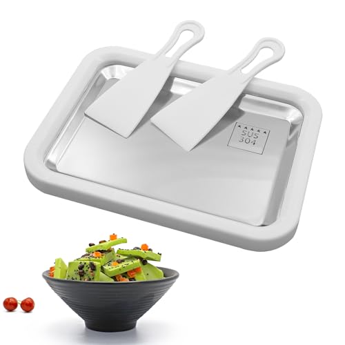 MIPIACE Ice Rolls Maschine Eisplatte Eis Rolls Ice Cream Rolls Maker mit 2 Spateln Ice Rolls Platte Rolled Ice Cream Maker für Kinder Familie hausgemachte gerollte Eiscreme DIY Joghurteis von MIPIACE