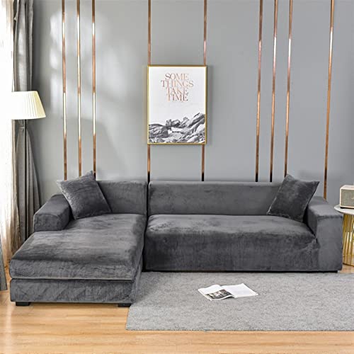 MIPOPS Samt Stoff Sofa Abdeckungen Elastische Sektional Couch Abdeckung L geformt Sofa Fall Sessel Chaise Lounge Fall für Wohnzimmer (Color : F, Size : 2seater-145-185cm) von MIPOPS