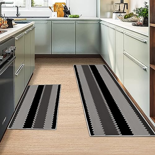 MIQEBX 2 Stück Küchenteppiche Rutschfestes Küchenmatten,küchenläufer waschbar rutschfest, küche Teppich Für Küche Wohnzimmer, Esszimmer, Badezimmer (Geometrisch B, 43x150cm+43x75cm) von MIQEBX