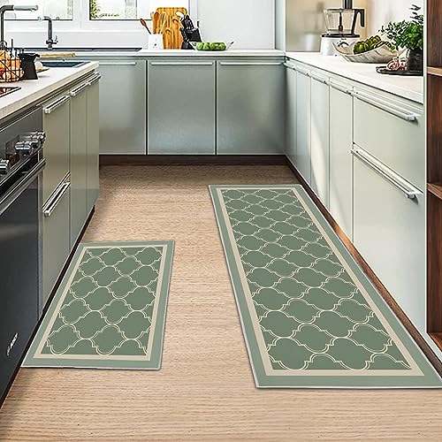 MIQEBX 2 Stück Küchenteppiche Rutschfestes Küchenmatten,küchenläufer waschbar rutschfest, küche Teppich Für Küche Wohnzimmer, Esszimmer, Badezimmer (Geometrisch C, 40x120cm+40x60cm) von MIQEBX