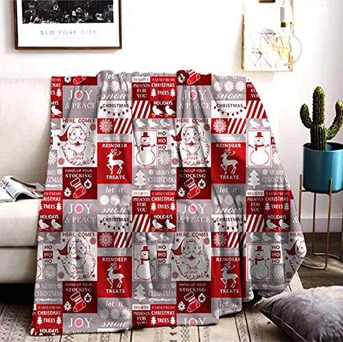 Weihnachtsdecken Kuscheldecke Rot, Weiche warme Winterdecken Weihnachten Plüsch Tagesdecke Bezug für Erwachsene und Kinder (Weihnachten A, 130x150cm) von MIQEBX