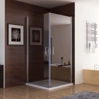 Miqu - 80 x 75 x 195cm Duschkabine Dusche Duschwand 180° Schwingtür Eckeinstieg nano Glas von MIQU