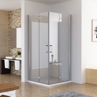 80 x 80 x 195 cm Duschkabine mit Duschwanne Eckeinstieg Dusche Falttür 180º Duschwand Duschabtrennung NANO Glas von MIQU