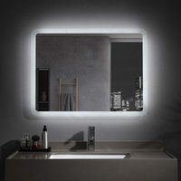 Miqu - Badspiegel 100 x 60 cm mit Beleuchtung led Rechteckig Badezimmer Wandspiegel Antibeschlage Lichtspiegel mit Touchschalter IP44 Kaltweissen mia von MIQU