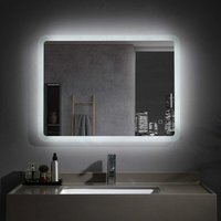 Badspiegel 60 x 50 cm mit Beleuchtung led Rechteckig Badezimmer Wandspiegel Antibeschlage Lichtspiegel mit Touchschalter IP44 Kaltweissen mia von MIQU
