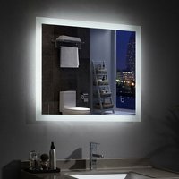 Badspiegel 60 x 50 cm mit Beleuchtung led Rechteckig Badezimmer Wandspiegel Lichtspiegel kaltweiss mit Touchschalter IP44 Kaltweissen 50x60 6400K von MIQU