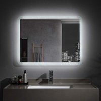 Miqu - Badspiegel 80 x 60 cm mit Beleuchtung led Rechteckig Badezimmer Wandspiegel Antibeschlage Lichtspiegel mit Touchschalter IP44 Kaltweissen mia von MIQU