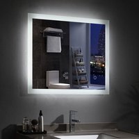 Badspiegel 80 x 60 cm mit Beleuchtung led Rechteckig Badezimmer Wandspiegel Lichtspiegel kaltweiss mit Touchschalter IP44 Kaltweissen 60x80 6400K von MIQU