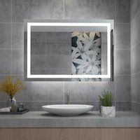 Badspiegel led Badezimmerspiegel mit Beleuchtung warmweiß / kaltweiß dimmbar Lichtspiegel großer Wandspiegel für Bad wc, Form d: Touch + beschlagfrei von MIQU