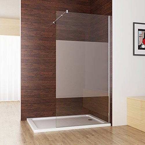 Duschabtrennung walk in Duschwand Seitenwand Dusche 10mm NANO teilsatiniert Glas Duschtrennwand 90 x 200 cm von MIQU