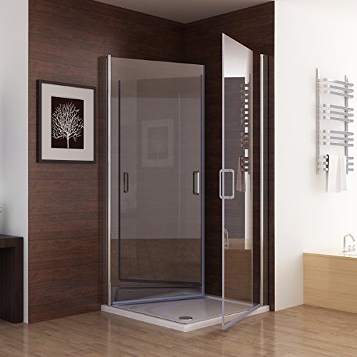 Duschkabine Dusche Duschwand 180° Schwingtür Eckig NANO Glas 80 x 75 x 195cm ESG von MIQU
