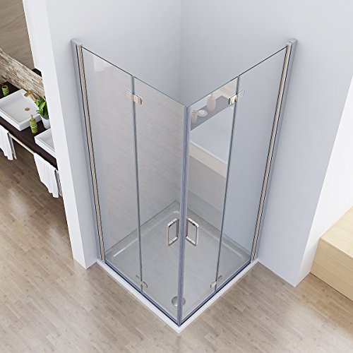 Duschkabine Eckeinstieg Dusche Falttür 180º Duschwand Duschabtrennung NANO Glas (120x75x197cm / ohne Duschtasse) von MIQU