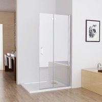 Faltbar Duschwand 120x197 cm Walk in Dusche Pendeltüren Duschabtrennung mit Falttür Drehtür Duschkabine Nischentür 6mm nano Sicherheitsglas von MIQU