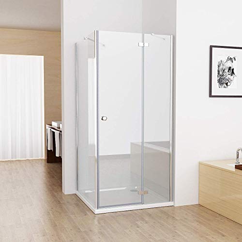 MIQU 100x75cm Duschkabine Eckig Duschabtrennung Dusche mit 75cm Seitenwand ESG Glas von MIQU