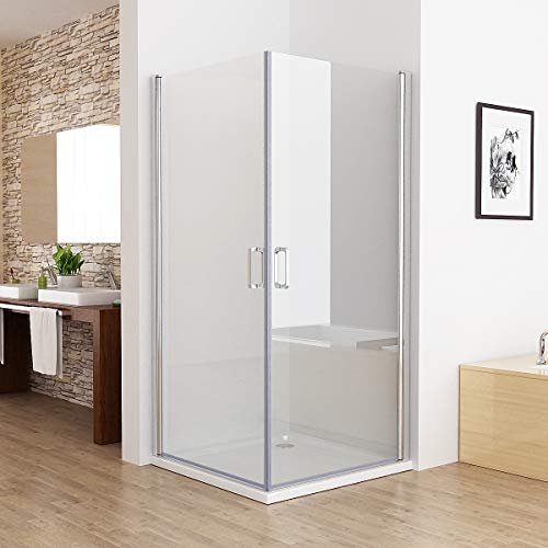 MIQU 75x75x185cm Duschkabine Eckeinstieg 180° Schwingtür Duschwand Dusche mit 6mm NANO Glas von MIQU