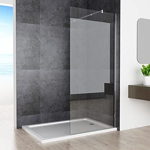 MIQU Duschabtrennung Walk in Dusche 120x195 cm Duschtrennwand aus 8mm NANO Echtglas Klarglas mit Stabilisator 70-120cm von MIQU