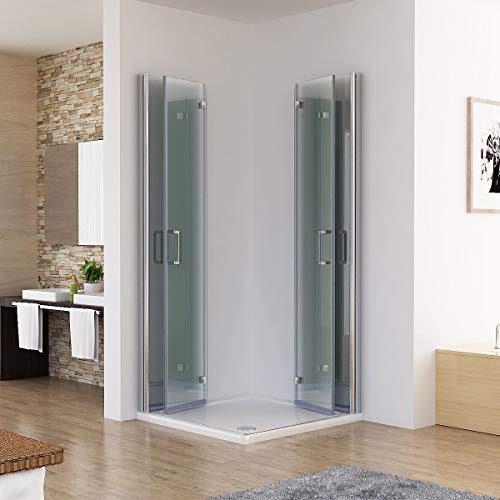 MIQU Duschkabine 100x90x185cm Eckeinstieg Dusche Falttür 180º Duschwand Duschabtrennung 6mm Nano Glas DBP von MIQU