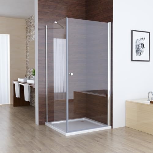 MIQU Duschkabine 75 x 75 x 185 cm Eckeinstieg Schwingtür Duschabtrennung, 75 Schwenkbar Duschtür mit 75 Seitenwand ESG Glas Duschwand, Pendeltür Komplett Dusche ohne Duwchwanne MIQU Duschkabine 75 x 75 x 185 cm Eckeinstieg Schwingtür Duschabtrennung, 75 Schwenkbar Duschtür mit 75 Seitenwand ESG Glas Duschwand, Pendeltür Komplett Dusche ohne Duwchwanne von MIQU
