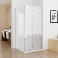 Duschkabine 80x120 Eckeinstieg Dusche 180° Falttür Duschwand mit Seitenwand 122cm nano Glas 195cm Rahmenlos - Miqu von MIQU