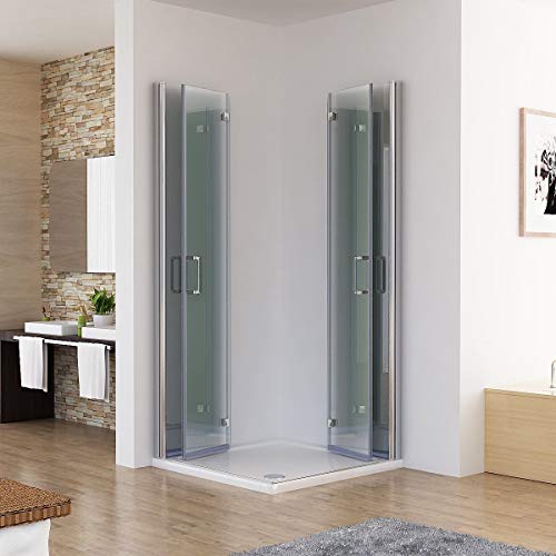 MIQU Duschkabine 80x80x185cm Eckeinstieg Dusche Falttür 180º Duschwand Duschabtrennung 6mm Nano Glas DBP von MIQU