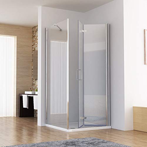 MIQU Duschkabine 90x75 Eckig Dusche Falttür 90 mit Seitenwand 75 Duschwand 6mm NANO Glas 185cm DB von MIQU