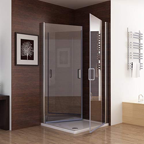 MIQU Duschkabine Eckeinstieg 90x90 x195cm Dusche 180°Schwingtür Duschwand Duschabtrennung NANO Glas ZAF90 von MIQU